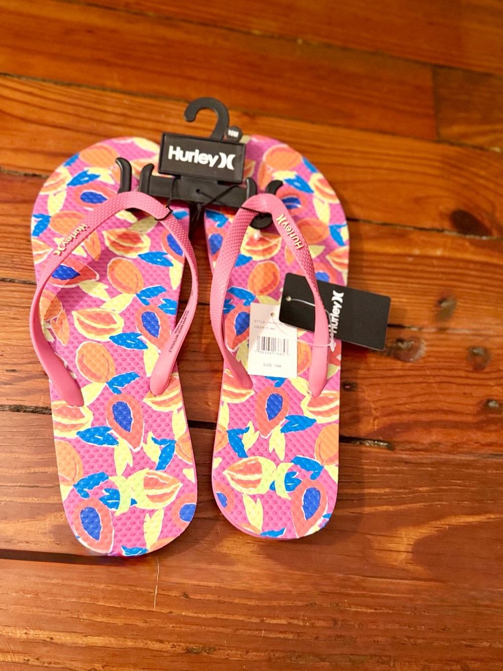 Hurley Tropical Plums Flip Flops Size 10 NWT